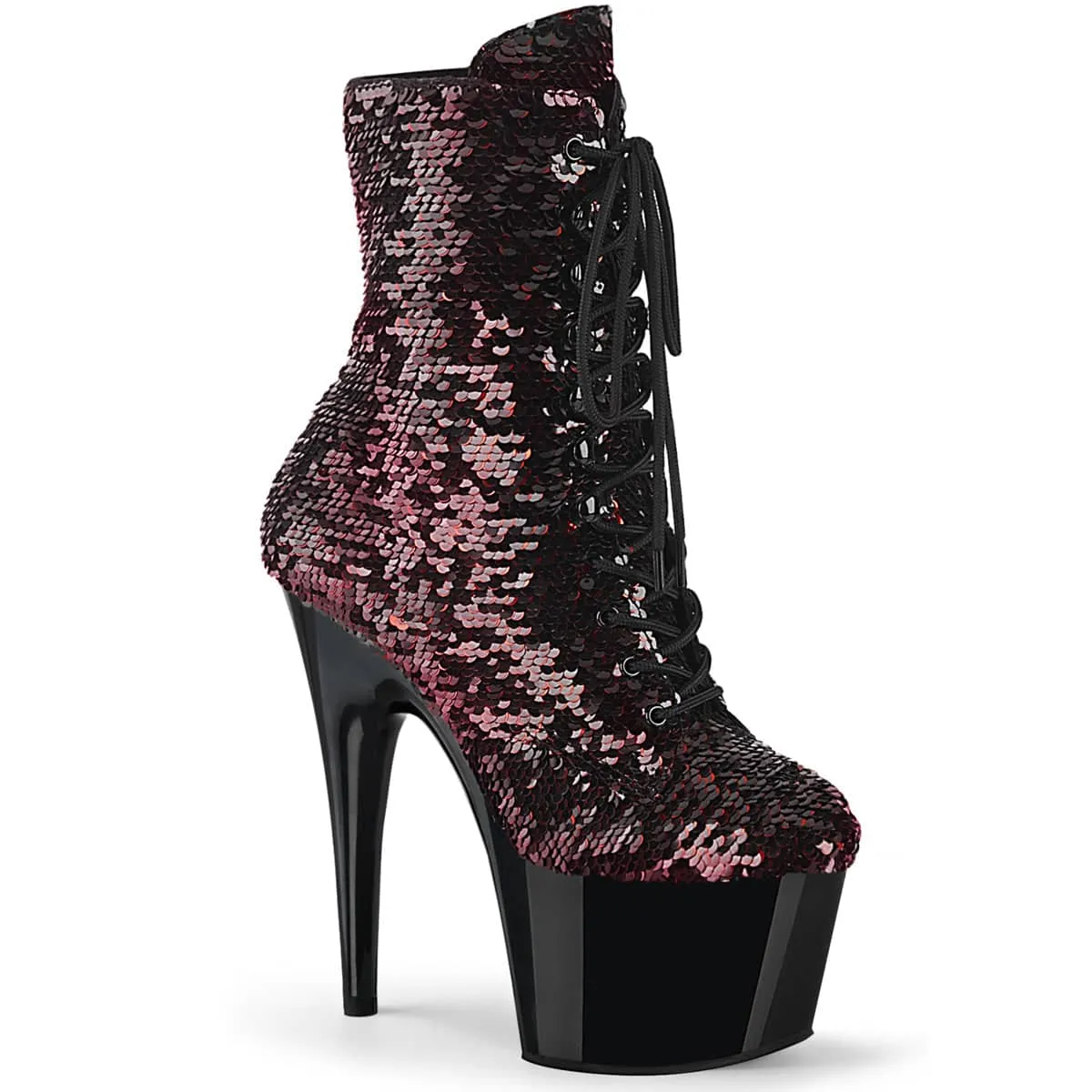 ADORE-1020SQ Black & Burgundy Calf High Boots