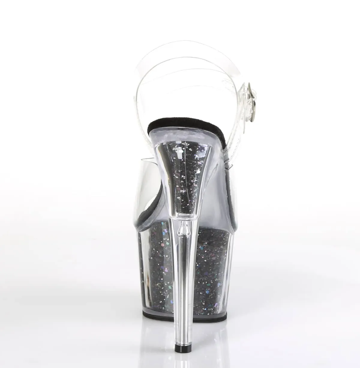 ADORE-708CG Clear & Black Ankle Peep Toe High Heel