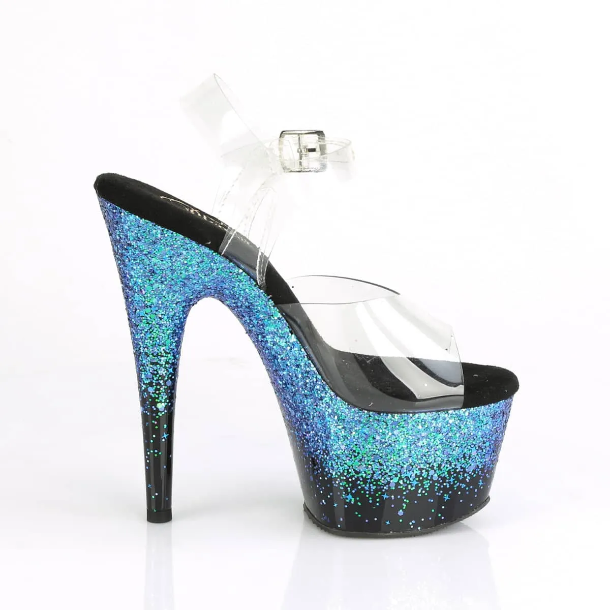 ADORE-708SS Black & Blue Ankle Peep Toe High Heel