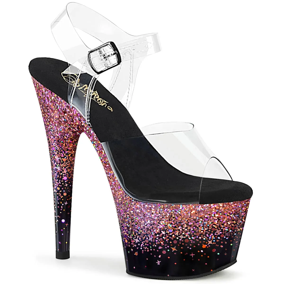 ADORE-708SS Black & Blue Ankle Peep Toe High Heel