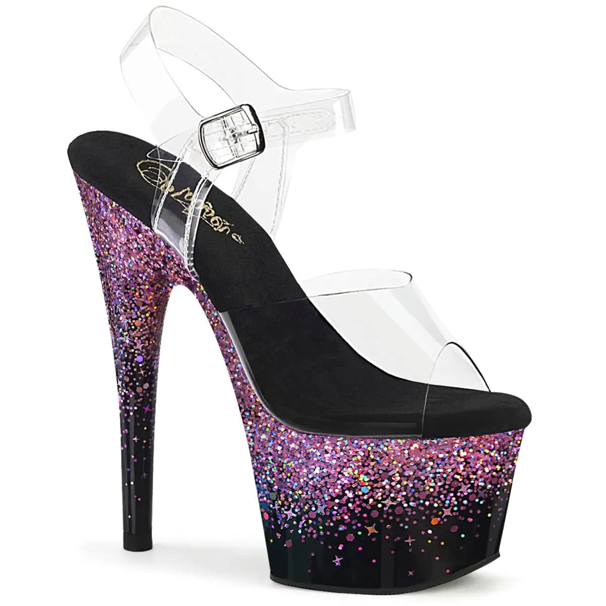 ADORE-708SS Black & Blue Ankle Peep Toe High Heel