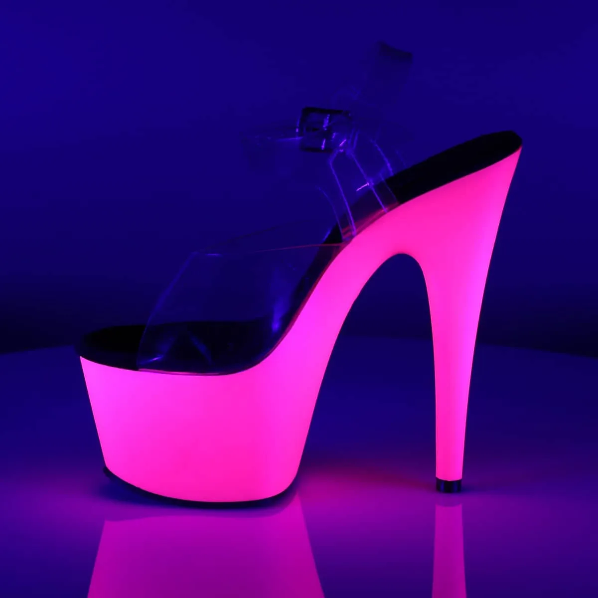 ADORE-708UV Clear & Pink Ankle Peep Toe High Heel