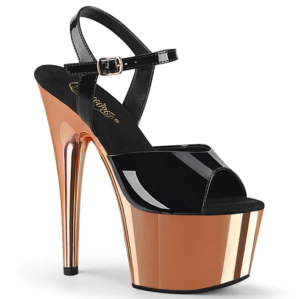 ADORE-709 Black & Rose Gold Open Toe High Heels