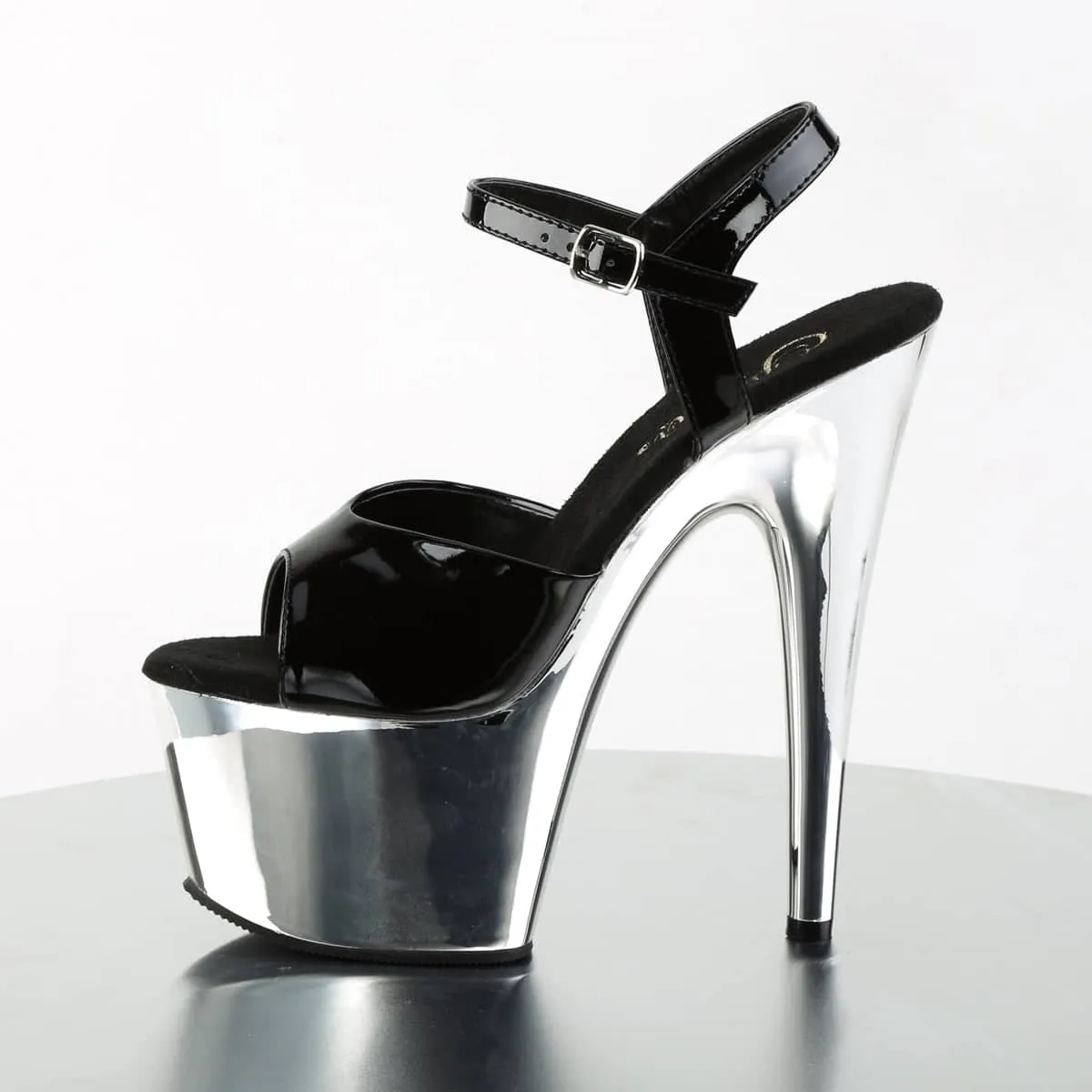 ADORE-709 Black & Silver Open Toe High Heels