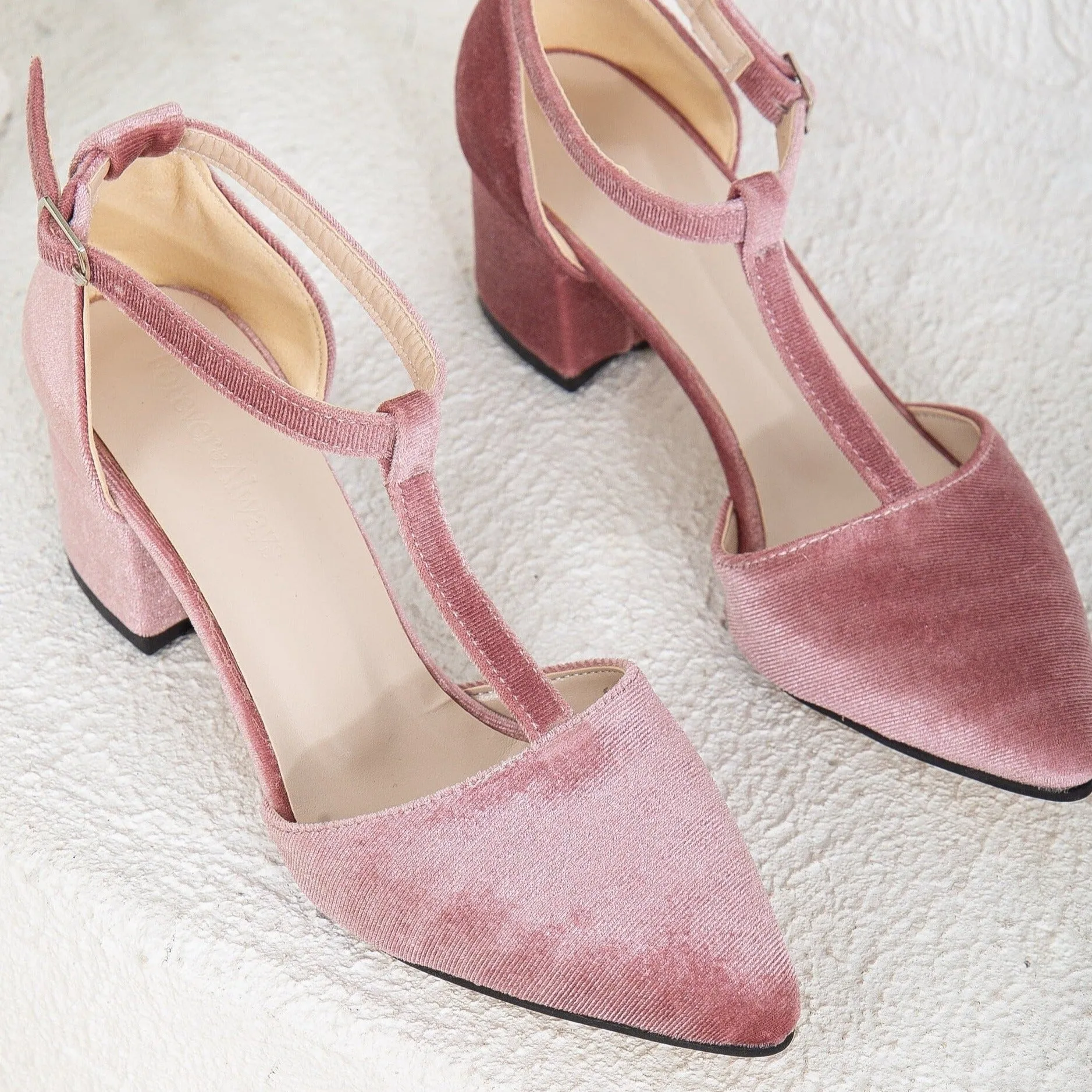 Anicette - Rose Velvet Heels