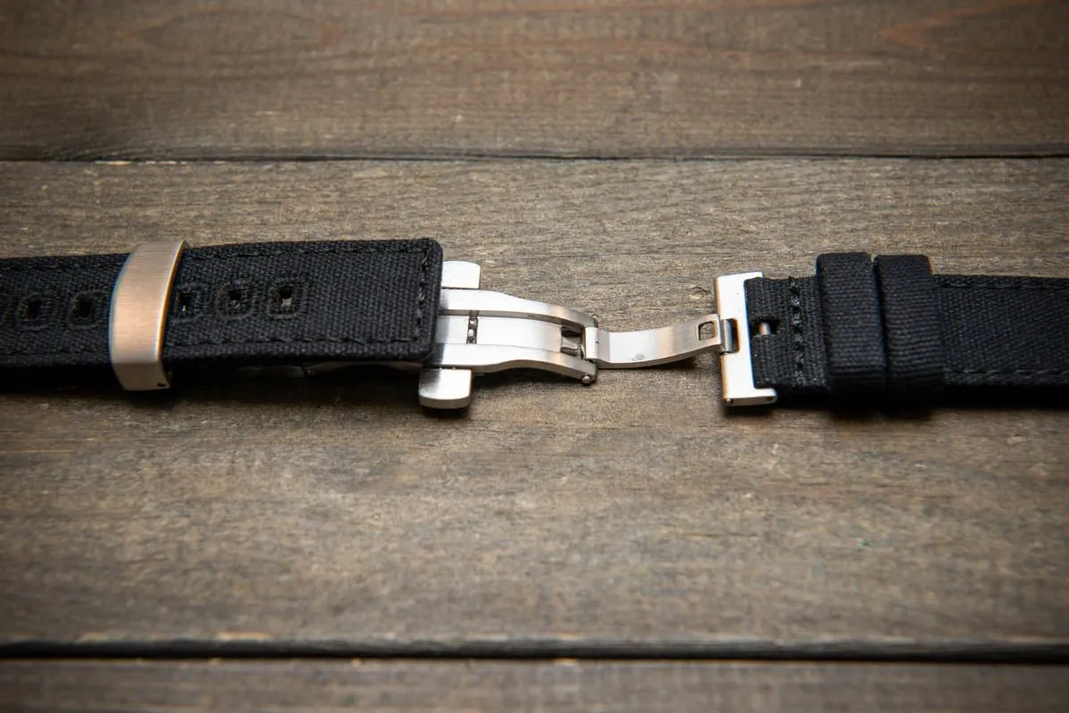 Army premium canvas watch strap, canvas watch band. Handmade in Finland - 19 mm, 20 mm, 21 mm, 22 mm. With a deployment clasp.