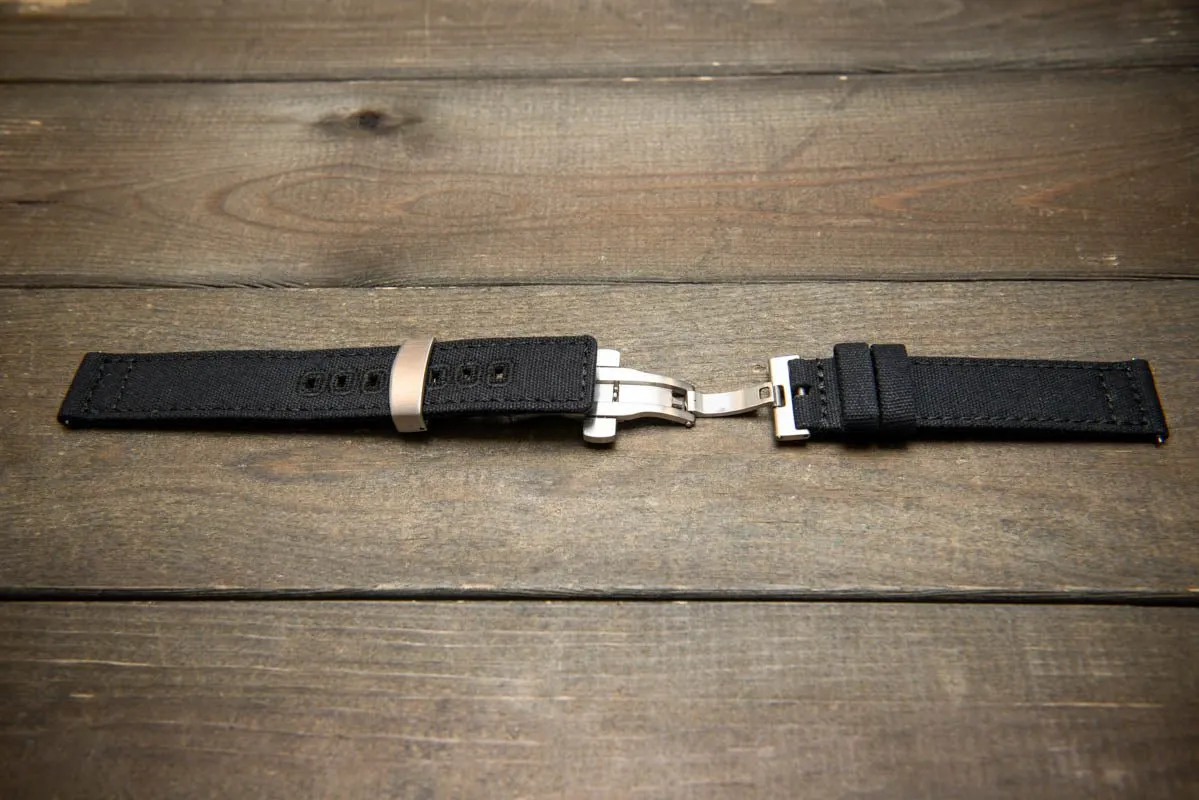 Army premium canvas watch strap, canvas watch band. Handmade in Finland - 19 mm, 20 mm, 21 mm, 22 mm. With a deployment clasp.