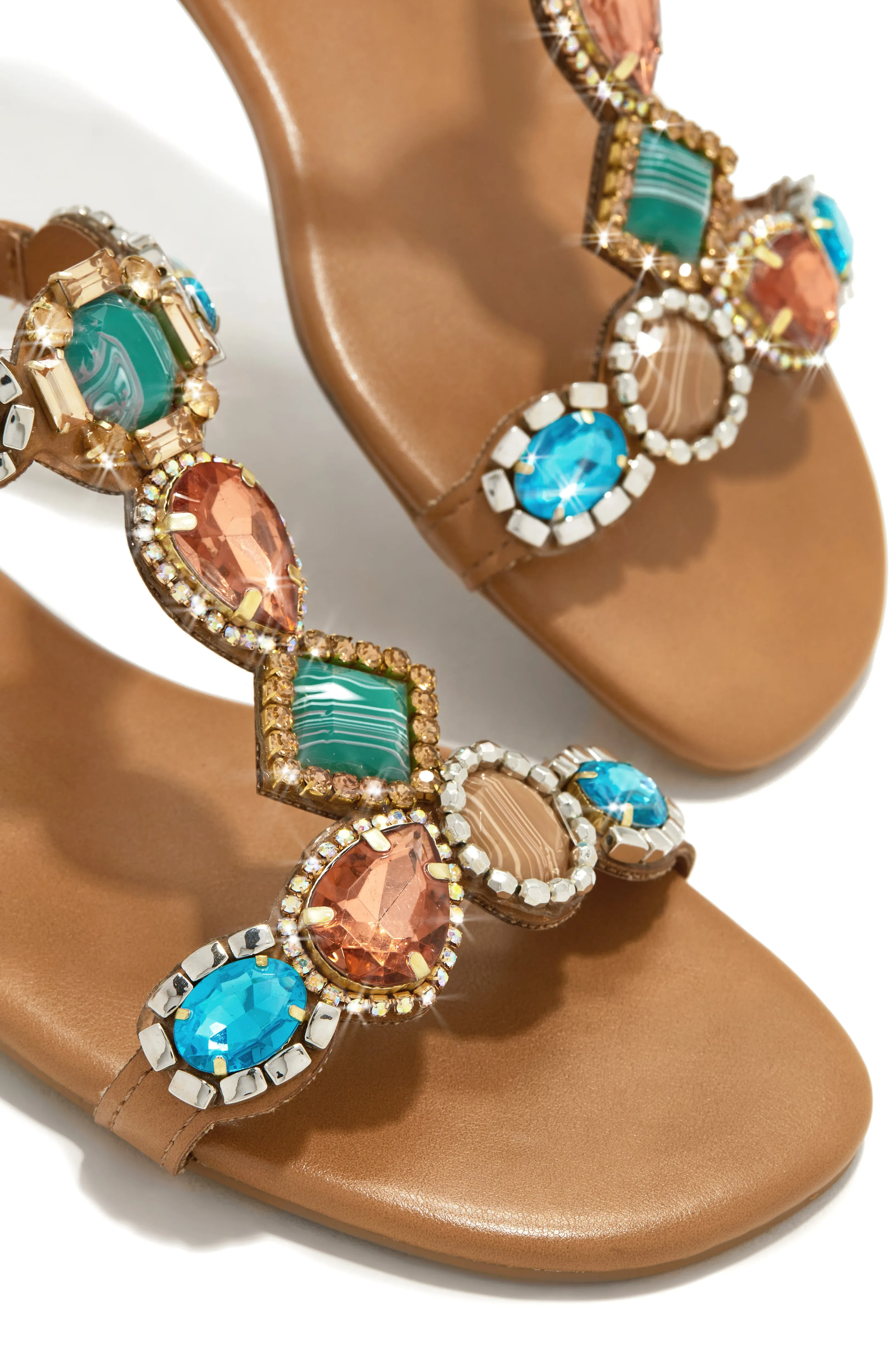 Aruba Sunset Stone Embellished Sandals - Nude