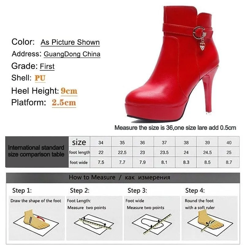 Autumn and Winter Women's High-Heeled Waterproof Platform Wedding Martin Boots