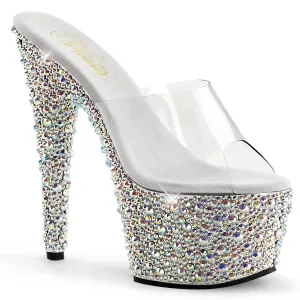 BEJEWELED-701MS Clear & Silver Peep Toe High Heel