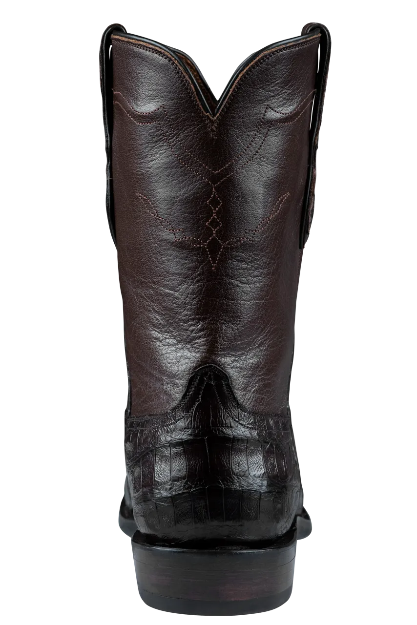 Black Jack Men's Caiman Belly Roper Boots - Chocolate