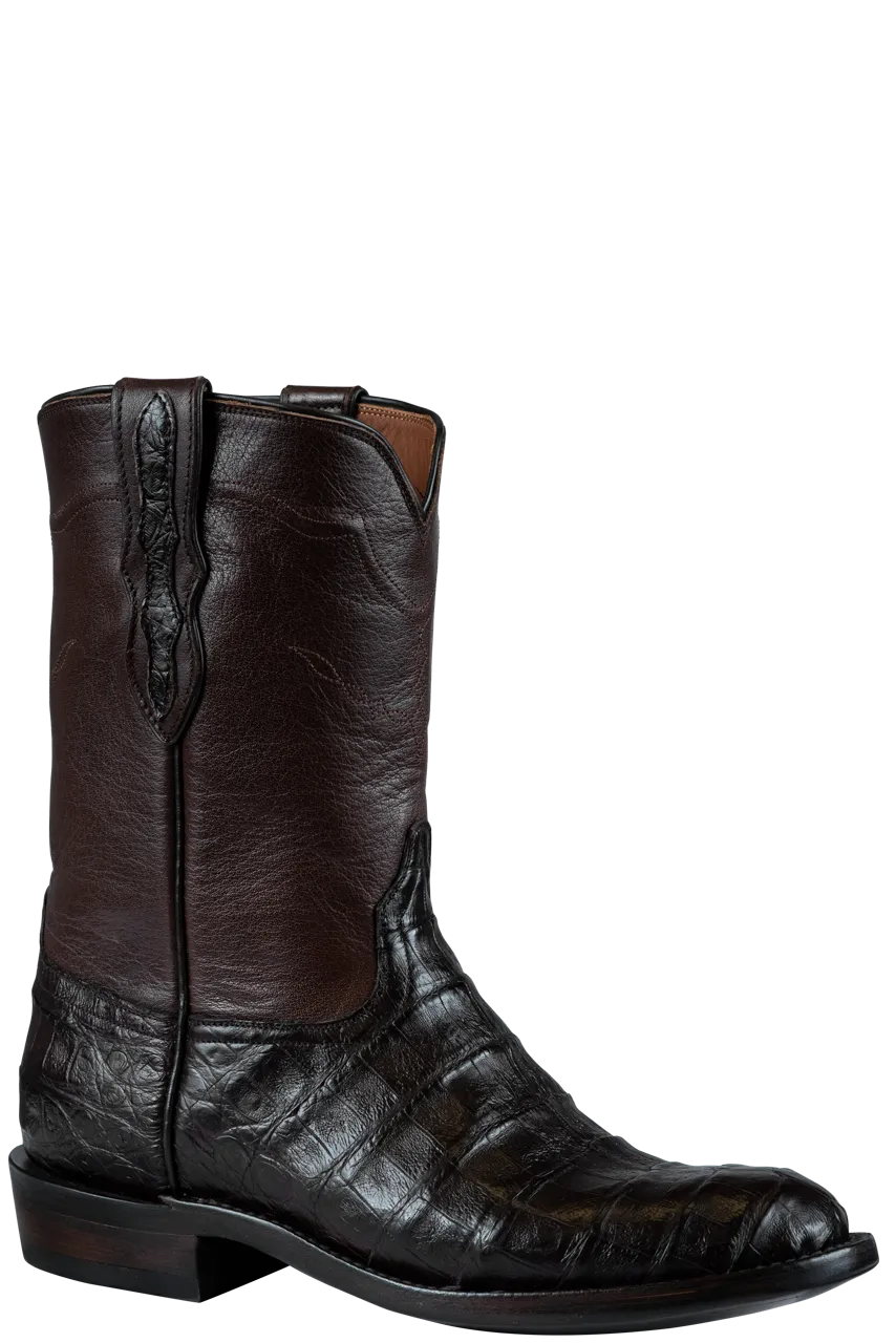 Black Jack Men's Caiman Belly Roper Boots - Chocolate