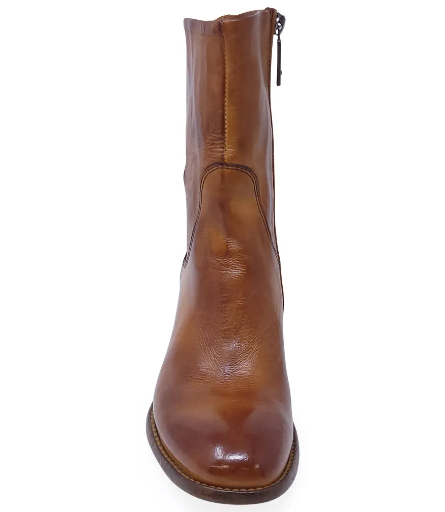 Brown Leather Mid Calf Boot