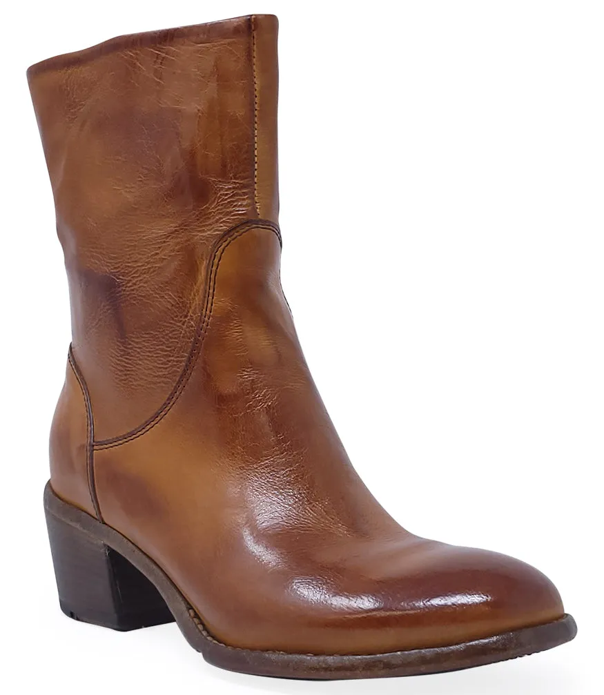 Brown Leather Mid Calf Boot