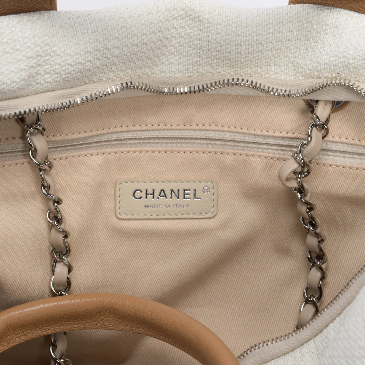 Chanel Beige Canvas Maxi Bowling Tote