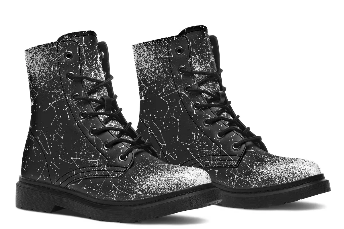 Constellation Boots - Vegan Leather Doc-Style Boots with Durable Stitched on Soles