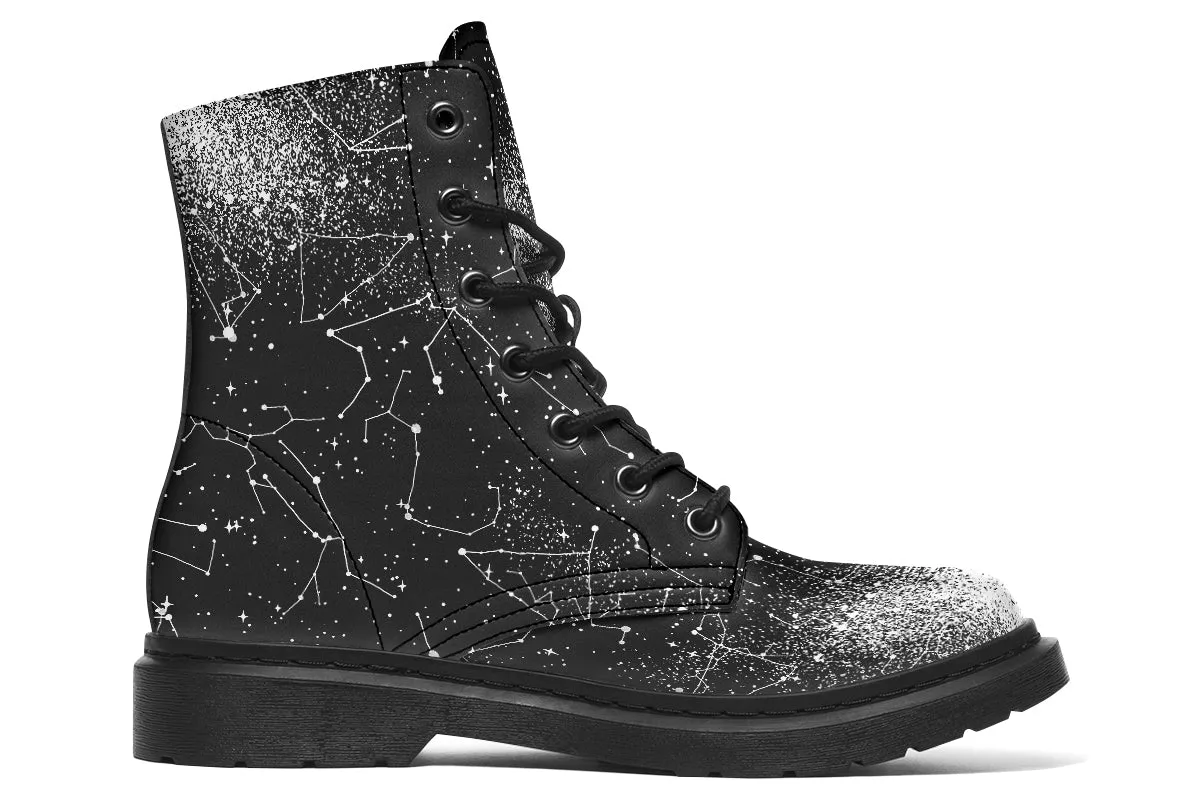 Constellation Boots - Vegan Leather Doc-Style Boots with Durable Stitched on Soles