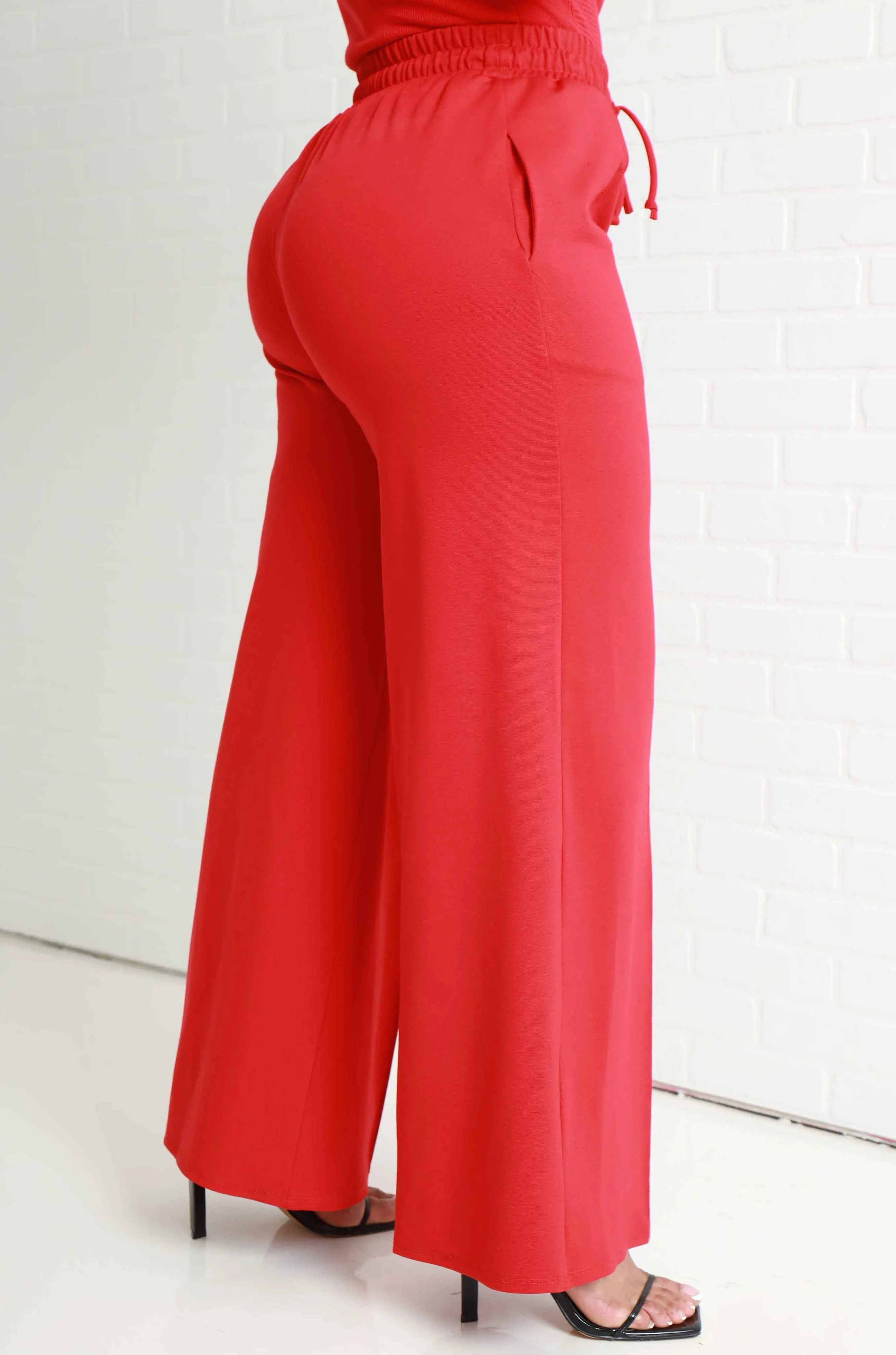 Day Off Wide Flare Pants - Red