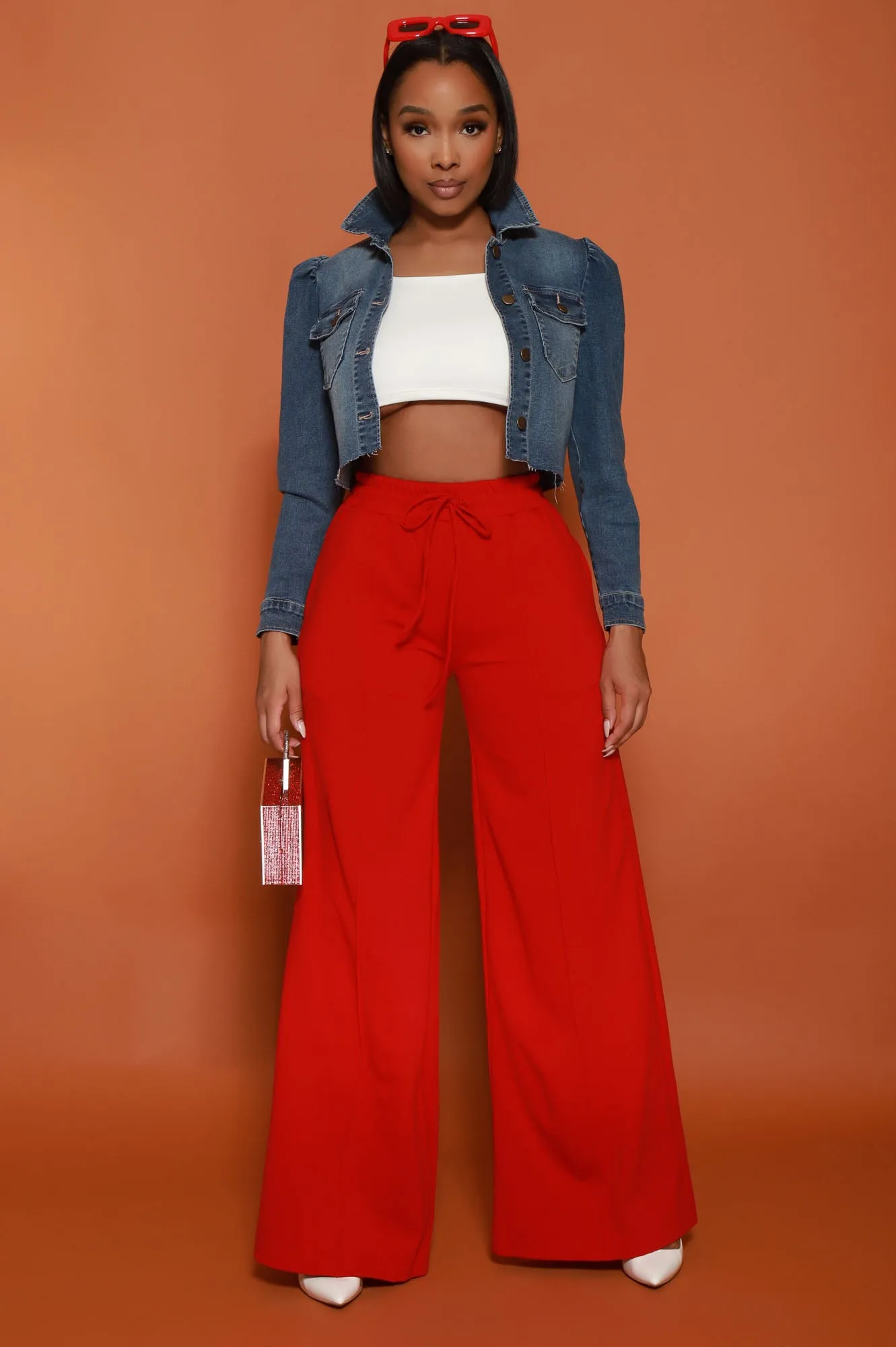 Day Off Wide Flare Pants - Red