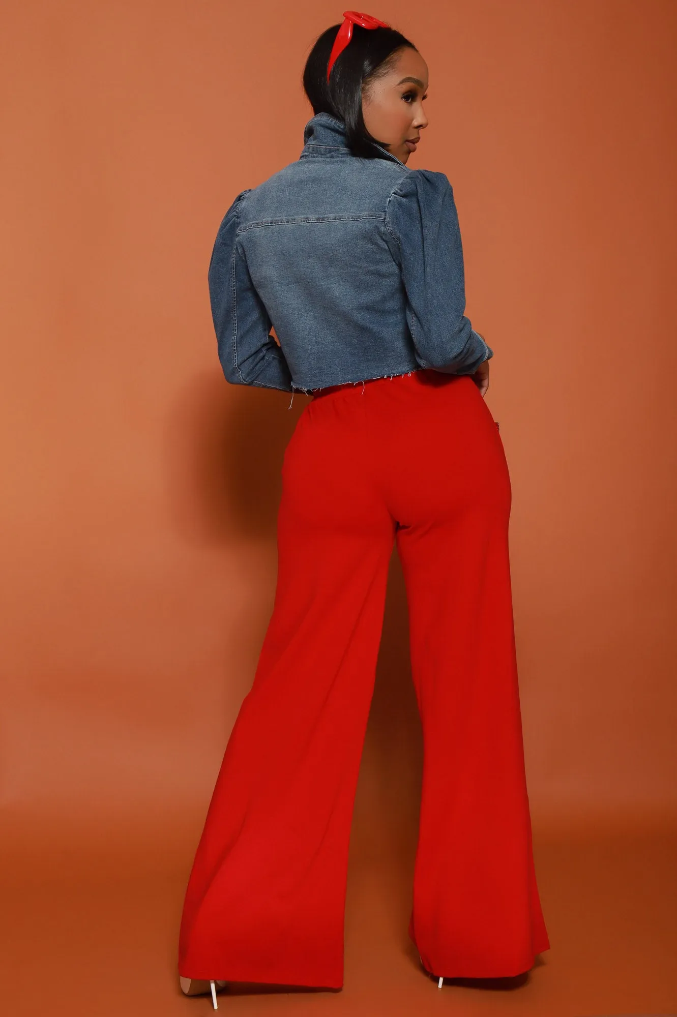 Day Off Wide Flare Pants - Red