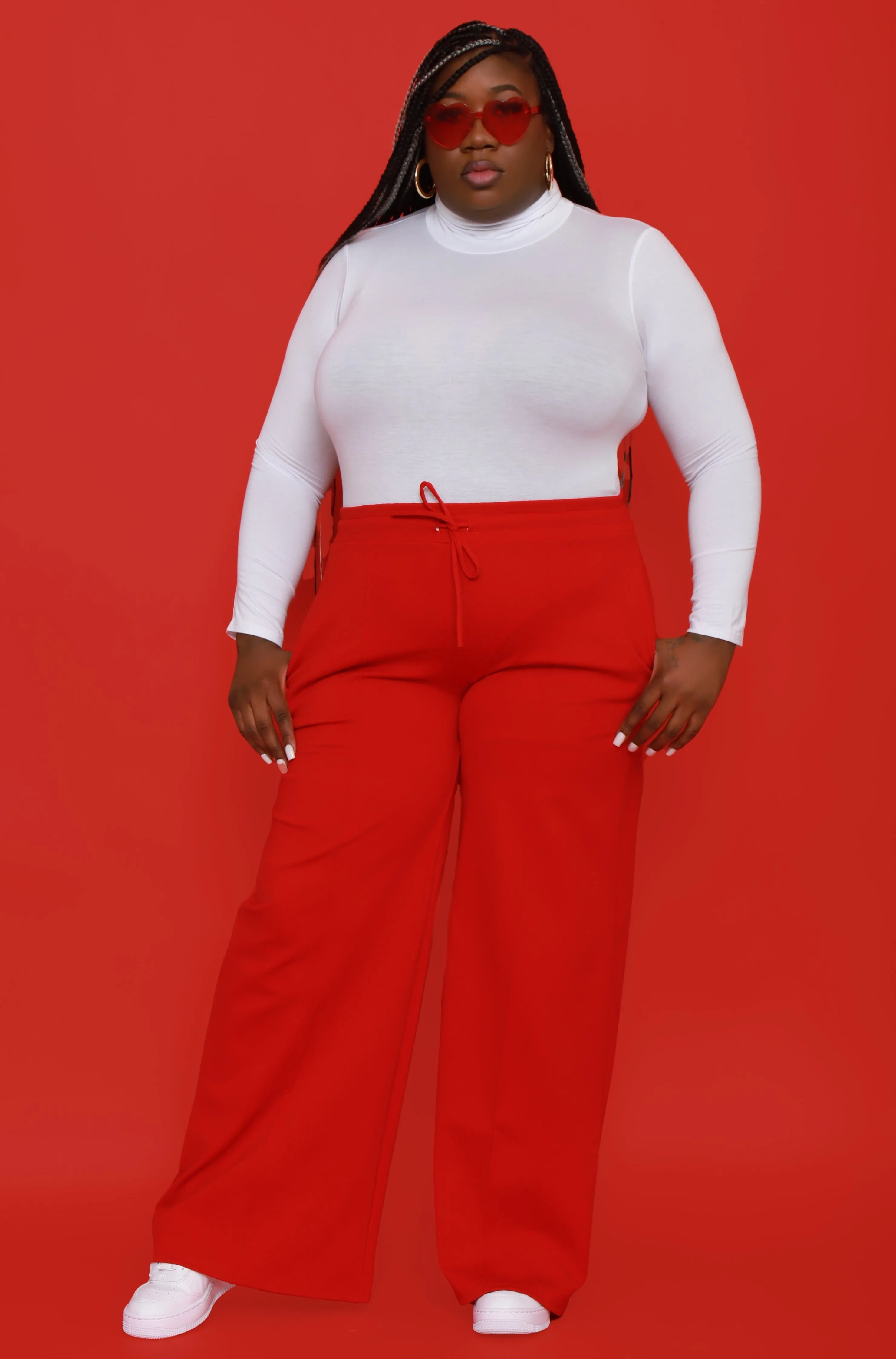 Day Off Wide Flare Pants - Red