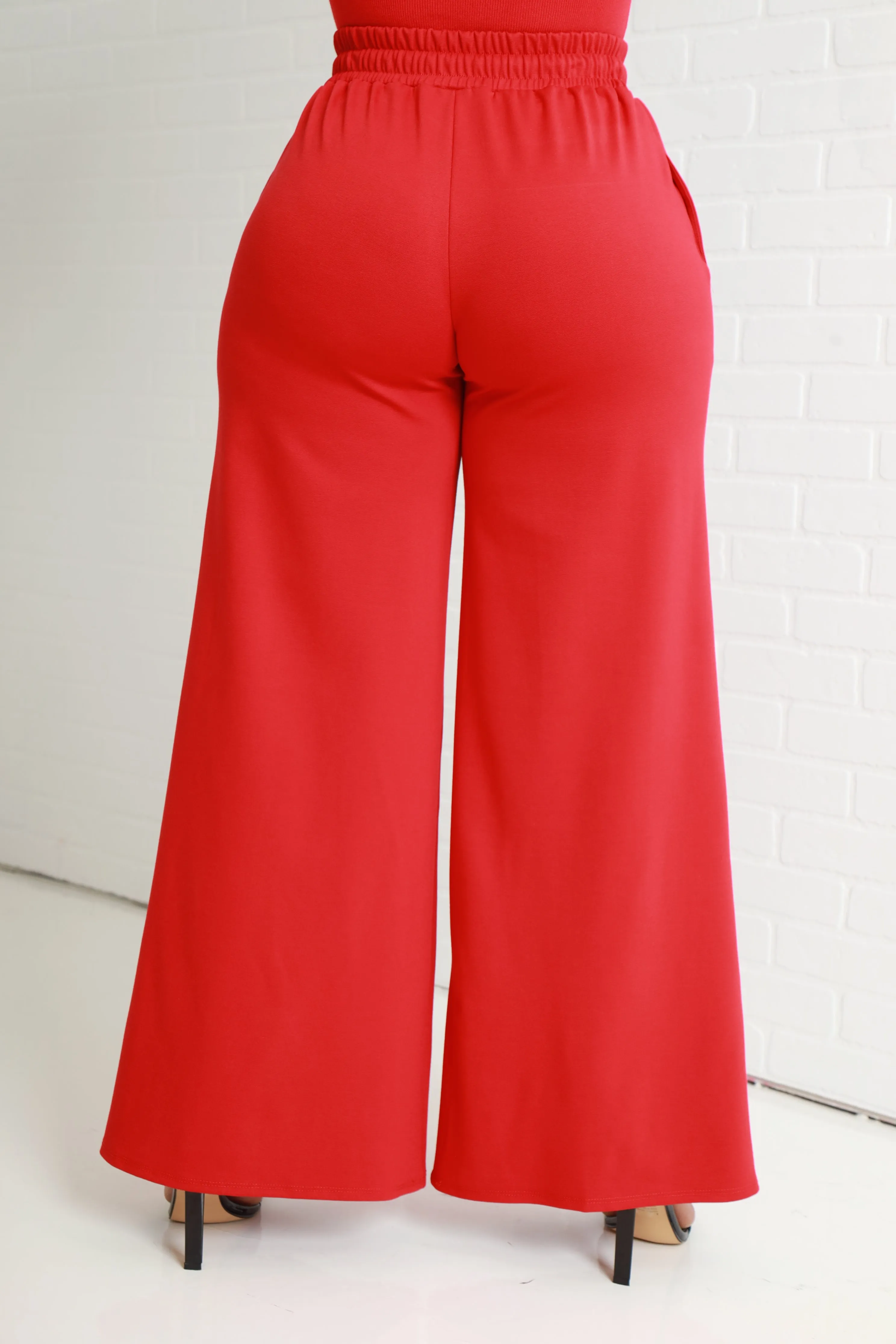 Day Off Wide Flare Pants - Red