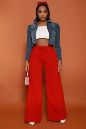 Day Off Wide Flare Pants - Red