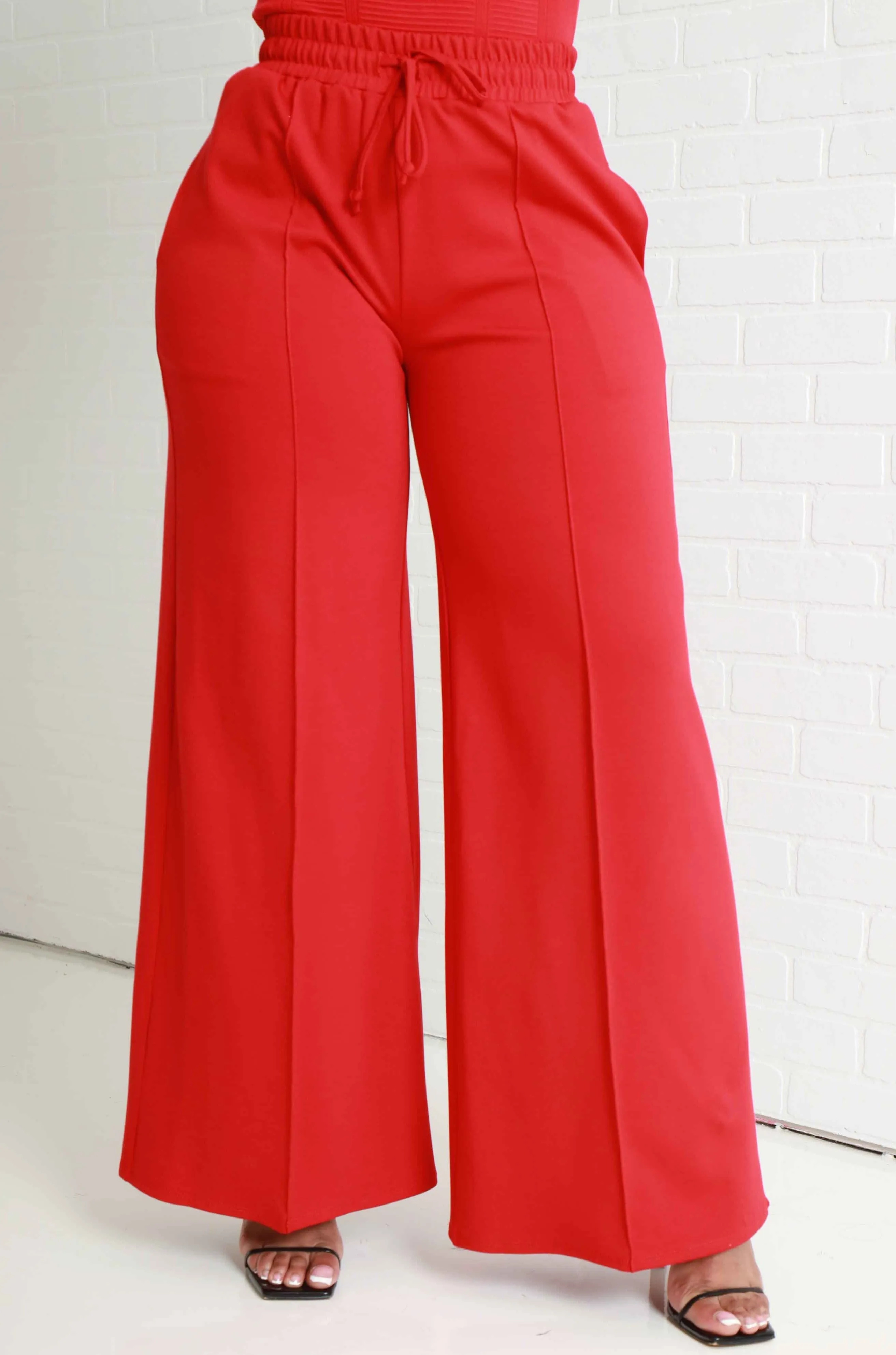 Day Off Wide Flare Pants - Red