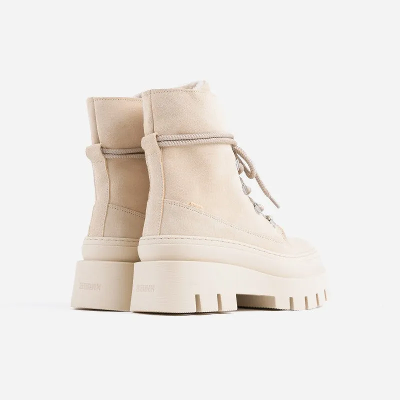 Evi Ann Creme White Suede Chunky Boots