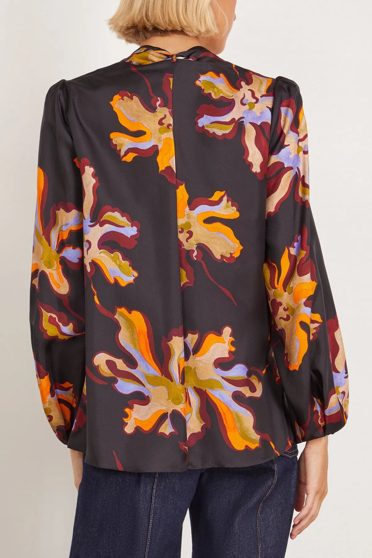 Floral Seductive Blouse in Flame All Over Print