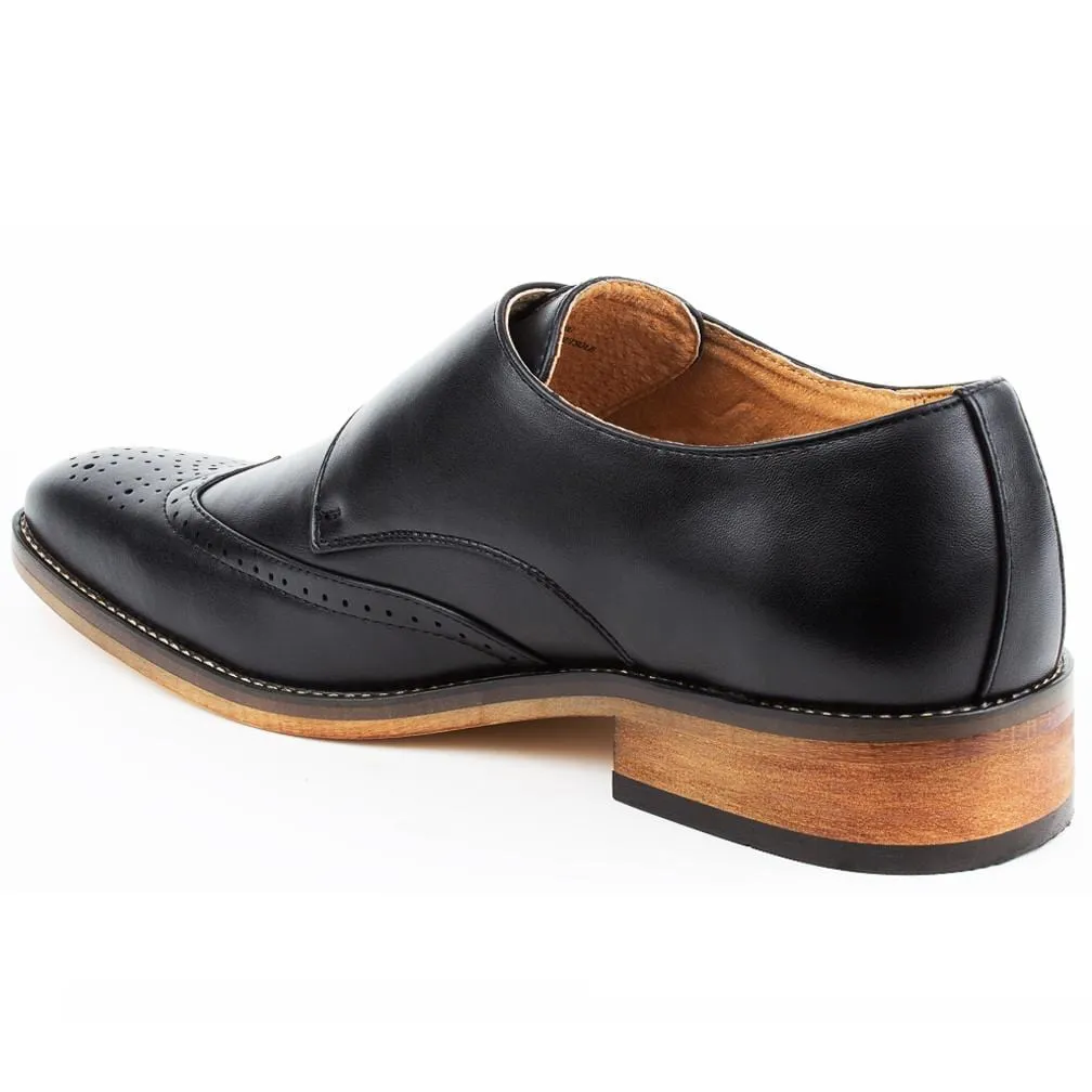 Gino Vitale Men's Monk Strap Brogue Dress Shoes