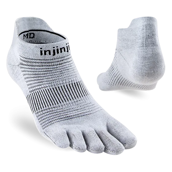 Lightweight No Show Toe Socks in Gray