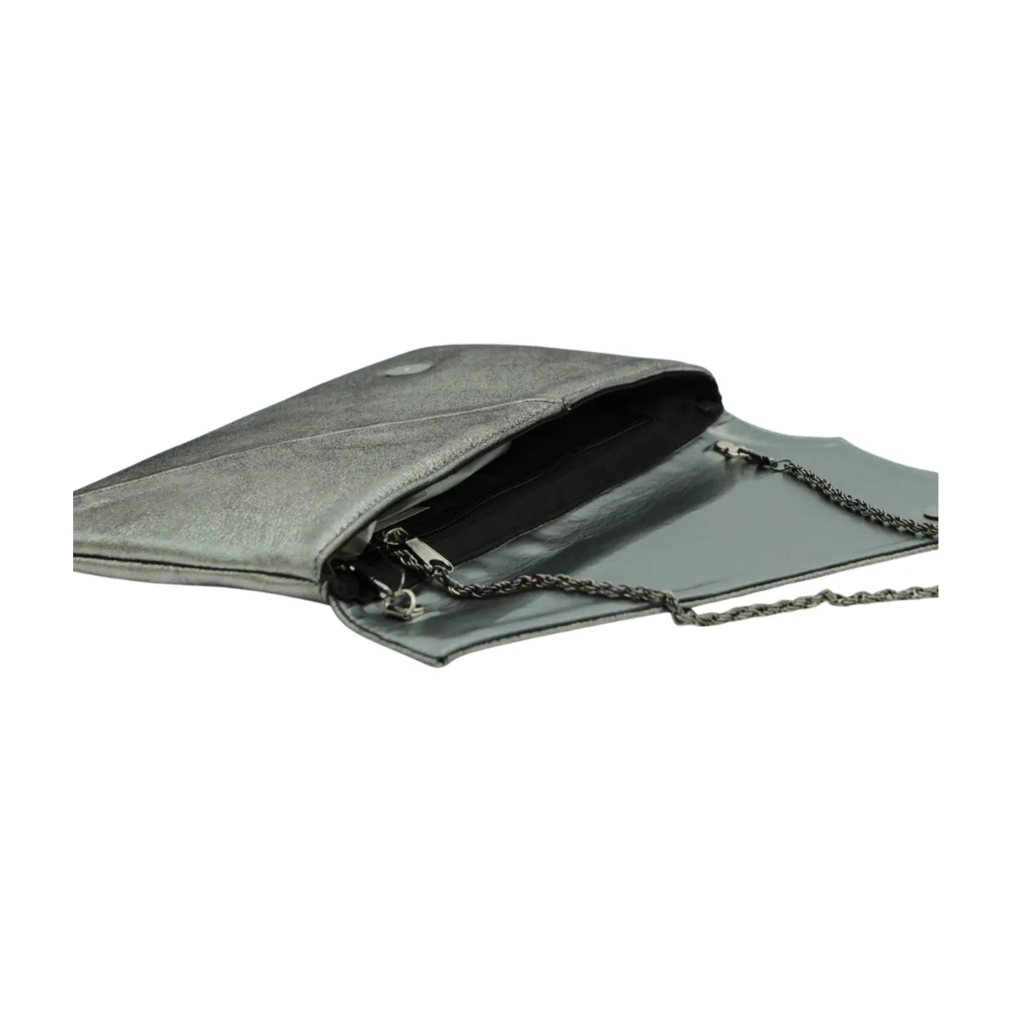 Marian Pewter Leather Envelope  Clutch Bag