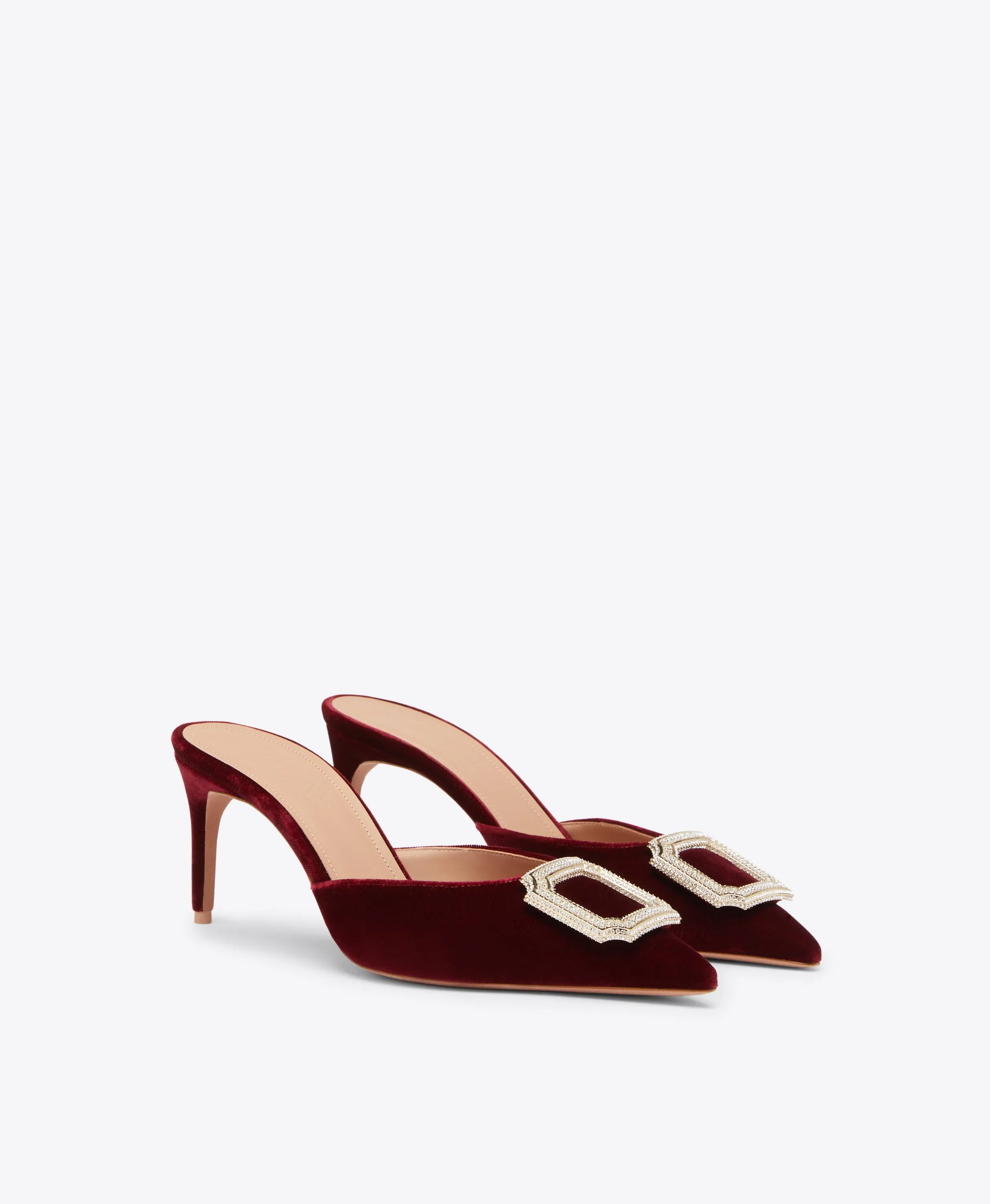 Mona 70 Red Velvet Mules