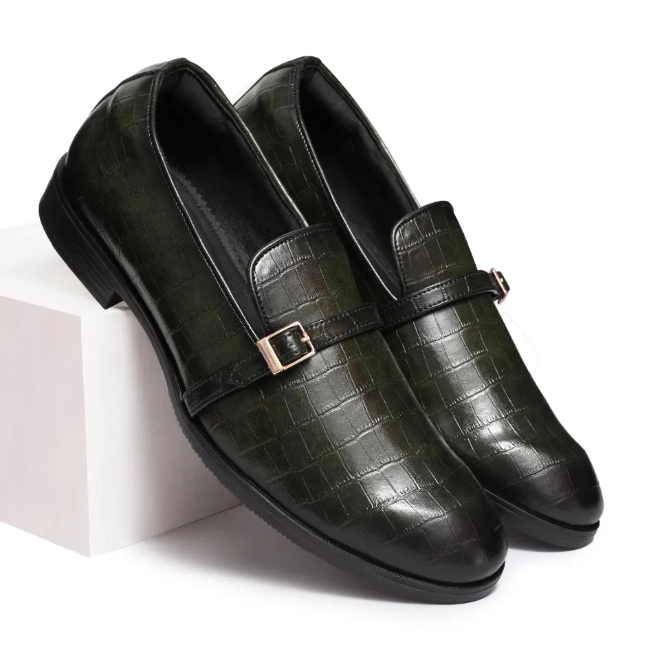 Morris- Green Croco Belt Slipons