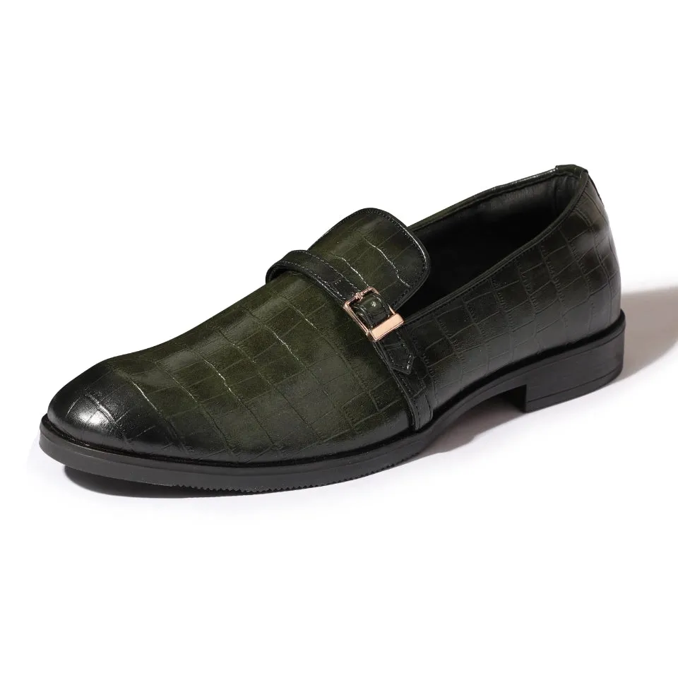 Morris- Green Croco Belt Slipons