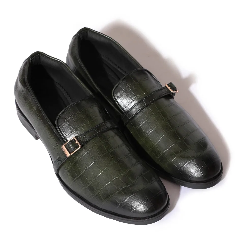 Morris- Green Croco Belt Slipons