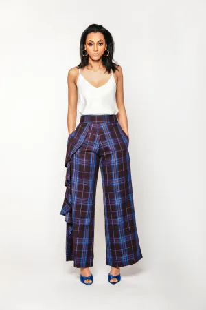 Plaid Hathaway Side Ruffle Trouser