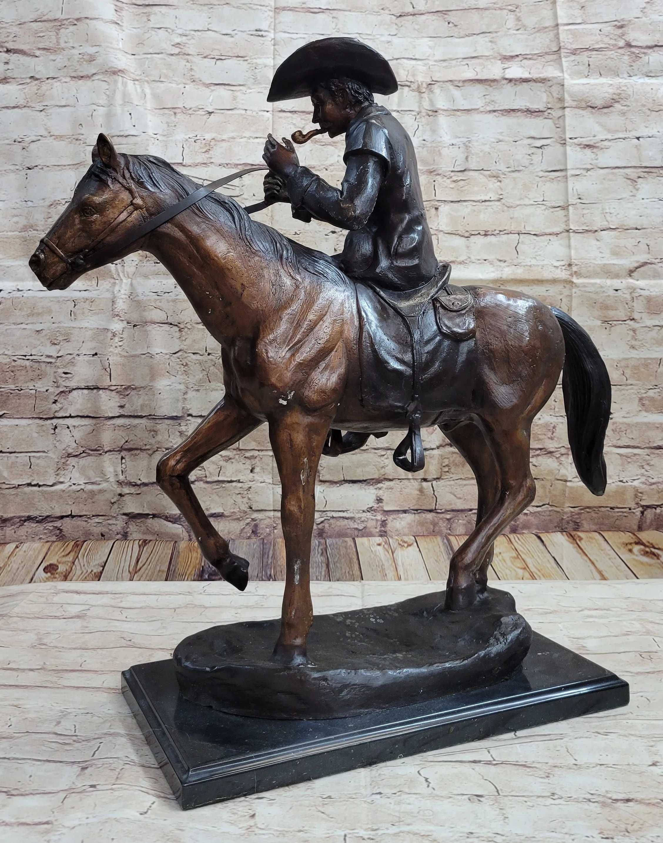 "Breath" Bronze Sculpture of Cowboy Smoking Pipe