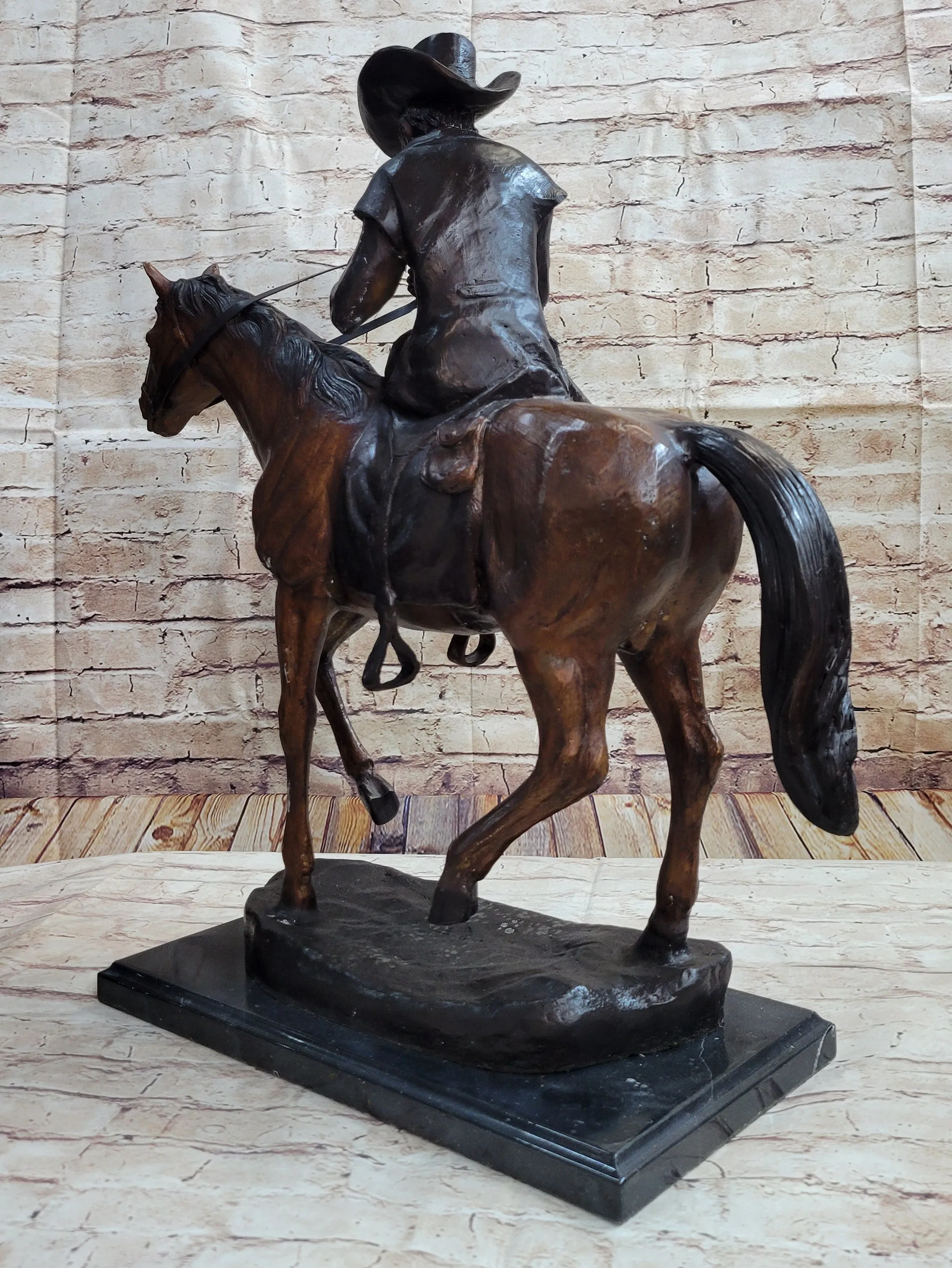 "Breath" Bronze Sculpture of Cowboy Smoking Pipe