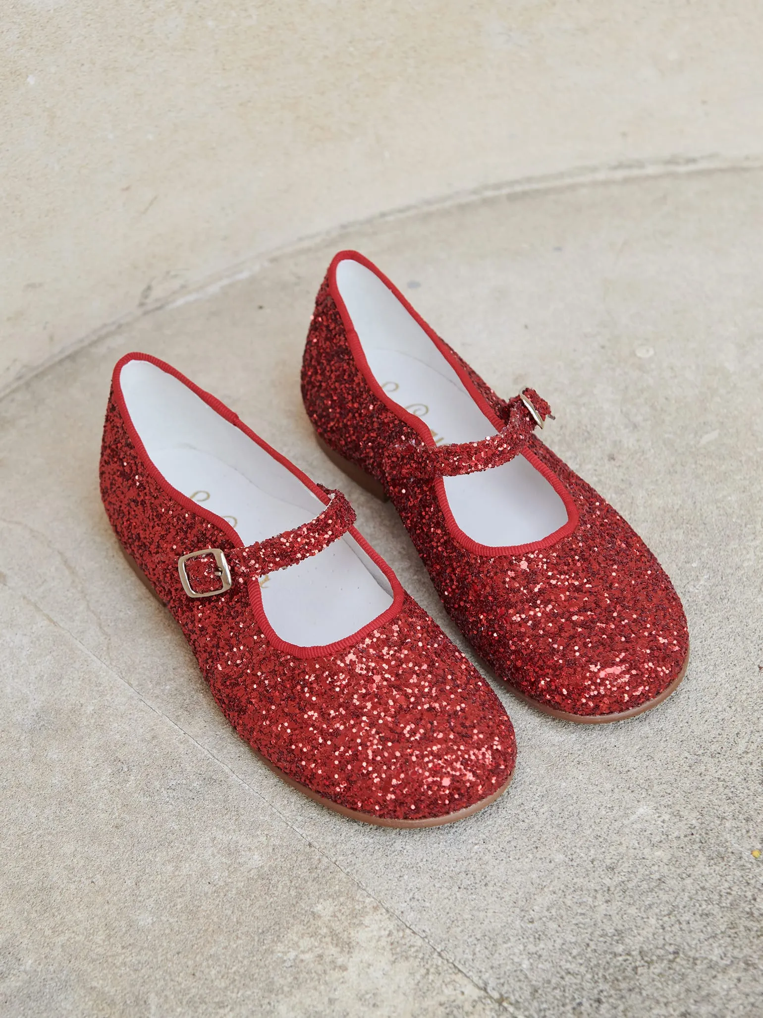 Red Glitter Girl Mary Jane Shoes