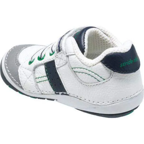 Stride Rite Artie White Navy Leather Boys Toddler Sneaker