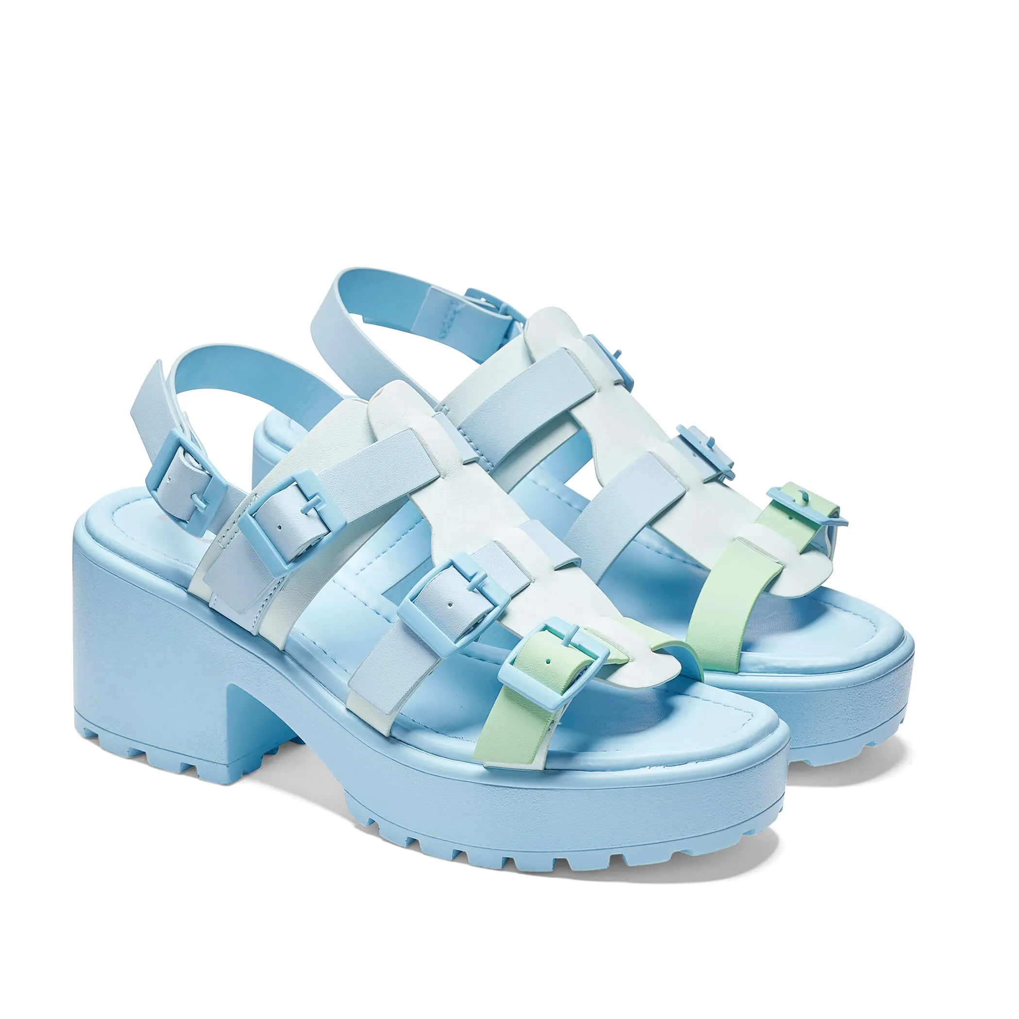 Sugar Season Chunky Buckle Sandals - Blue