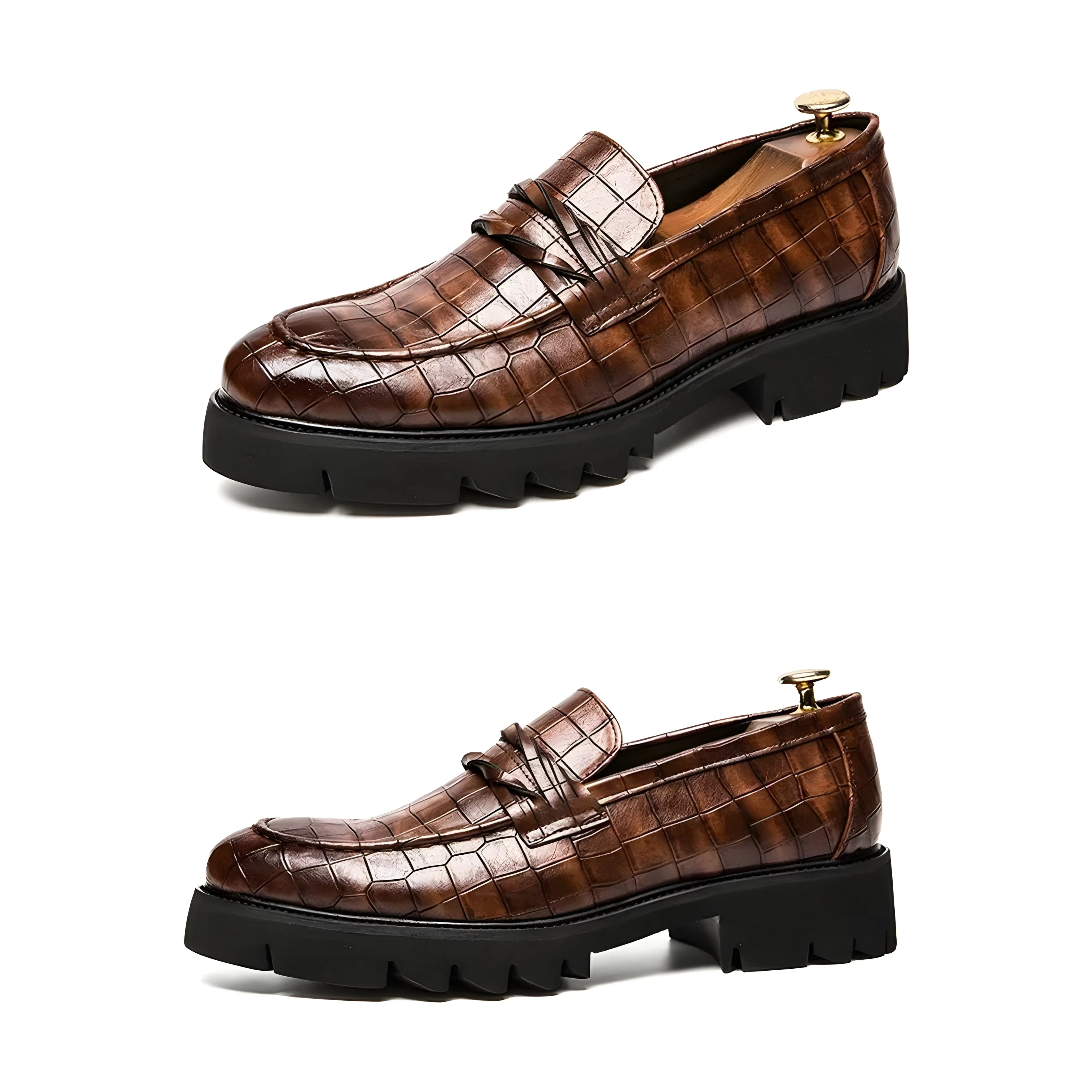 The Knox Faux Croc Leather Dress Shoes - Multiple Colors