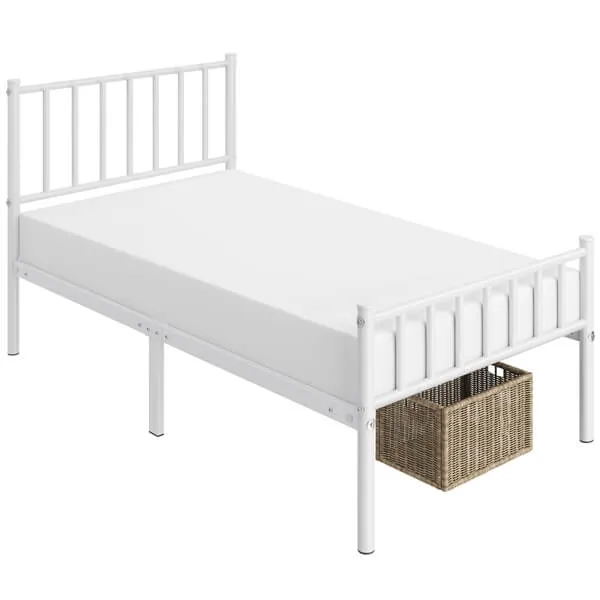 Yaheetech 14 Inch White Metal Bed