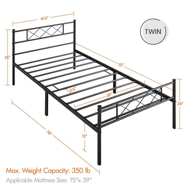 Yaheetech Metal Platform Bed Frame