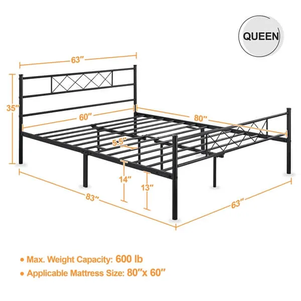 Yaheetech Metal Platform Bed Frame